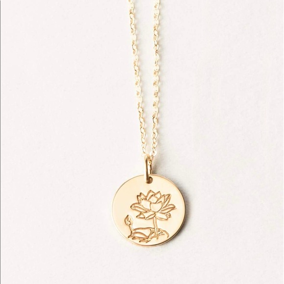 Lotus July Birth Flower Plant Gift Charm Necklace - Picture 4 of 16